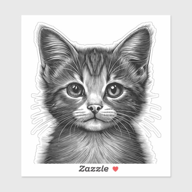 Sticker Dessin adorable de Young Cat (Feuille)