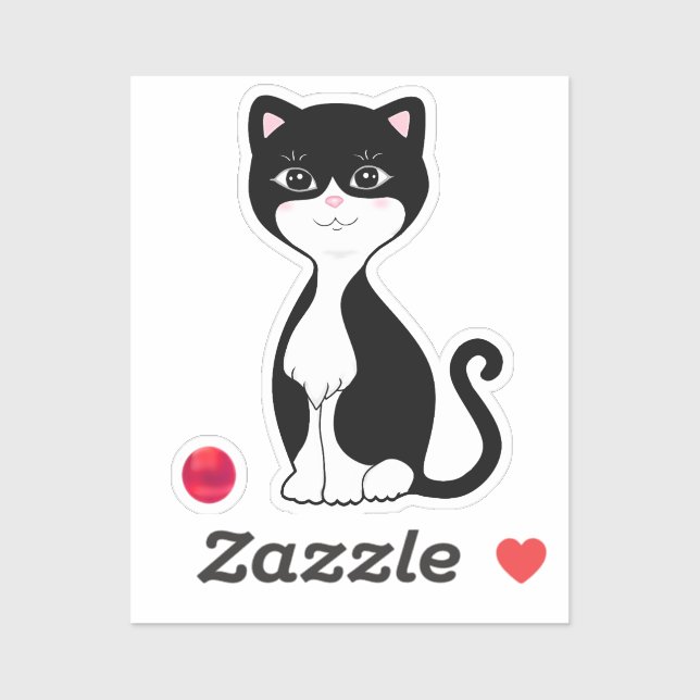 Sticker Dessin animé de chat en smoking mignon (Feuille)