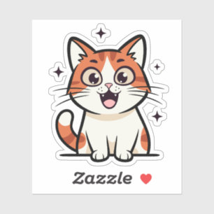 Sticker Dessin animé de chat souriant mignon