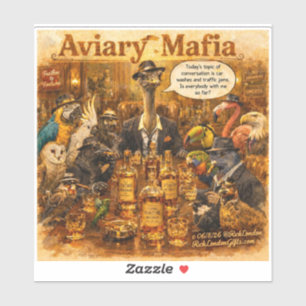 Sticker Dessin animé de la mafia aviaire – Humour de la fa