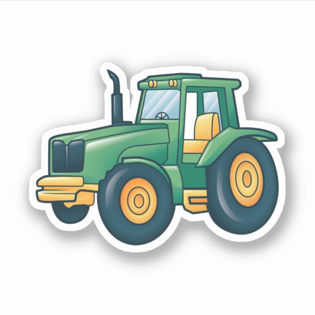 Sticker Dessin animé de tracteur vert  (Devant)