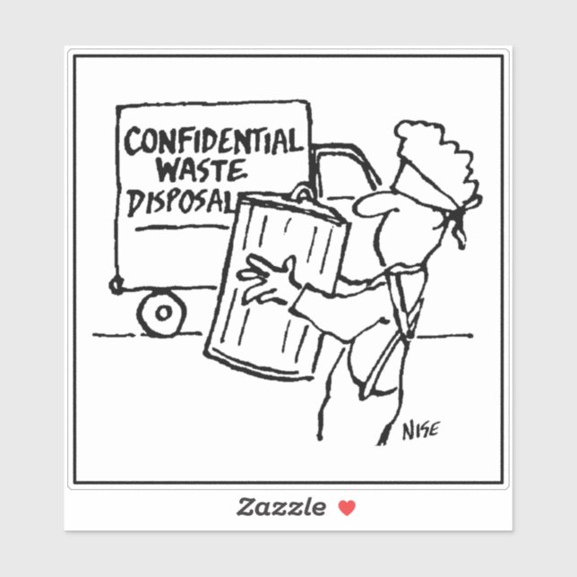 Sticker Dessin animé d'élimination de déchets confidentiel (Feuille)