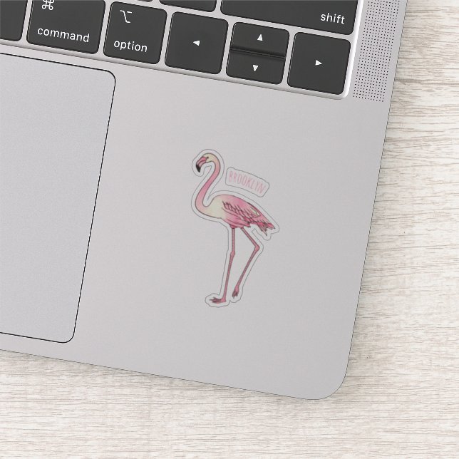 Sticker dessin animé d'oiseau Flamant rose (Détail)