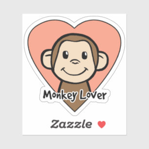 Sticker Dessin animé mignon Clip Art Sourire Singe Amour d