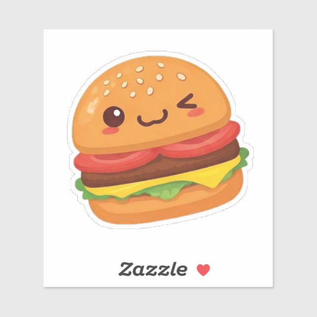 Sticker dessin animé mignon style hamburger design (Feuille)