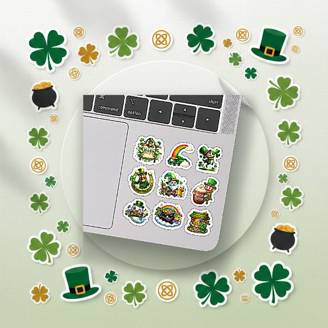 Sticker Dessin animé vert fantaisiste Saint-Patrick Leprec (Créateur téléchargé)
