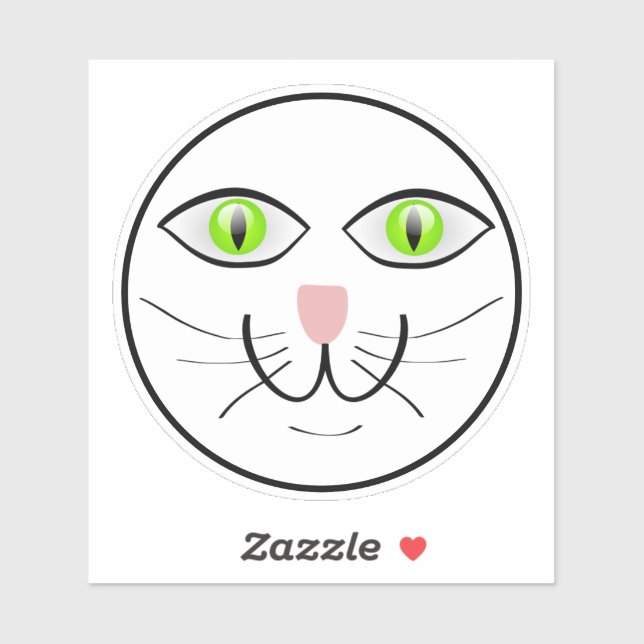 Sticker Dessin animé visage drôle de chat-29034 (Feuille)