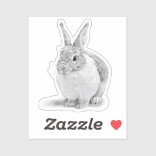 Sticker Dessin au crayon de jour de lapin