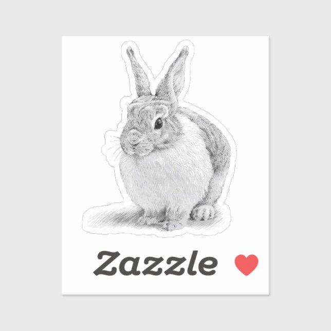 Sticker Dessin au crayon de jour de lapin (Feuille)