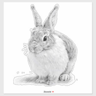 Sticker Dessin au crayon de lapin mignon