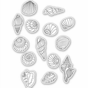 Sticker Dessin d'art de la ligne Sea Shells