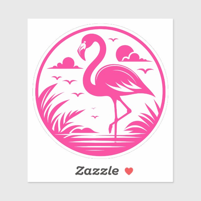 Sticker Dessin de cercle d'été flamant rose-68730 (Feuille)