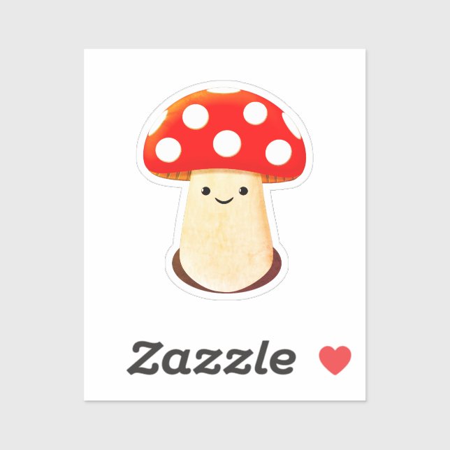 Sticker Dessin de champignons mignons (Feuille)