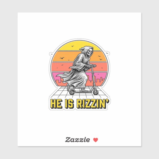 Sticker Dessin de chemise de scooter de moissonneur drôle  (Feuille)