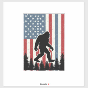 Sticker Dessin de chemise vectoriel vintage Bigfoot Drapea