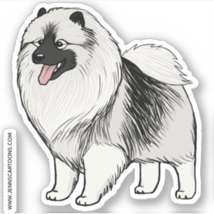 Sticker Dessin de chien de caricature Keeshony Vinyl