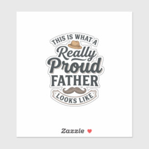 Sticker Dessin de citation de gravure vintage de père fier