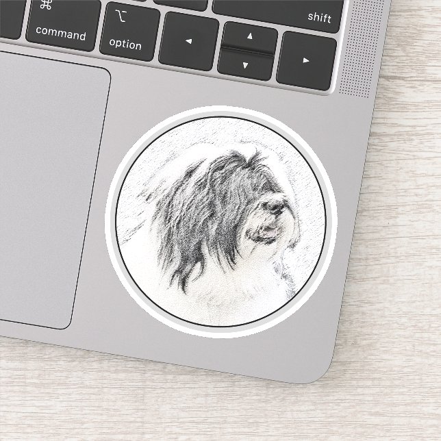 Sticker Dessin de Colley barbu - Art original de chien mig (Détail)