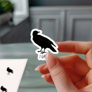 Sticker Dessin de corbeau et silhouette de naw en noir