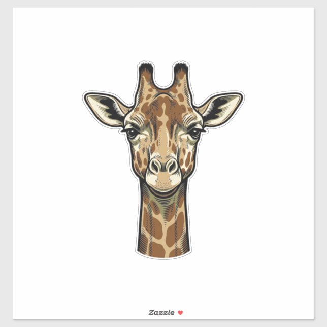 Sticker Dessin de girafe gravure vintage_1 (Feuille)