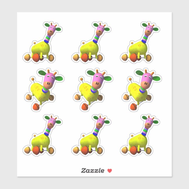 Sticker Dessin de girafe jouet coloré (Feuille)