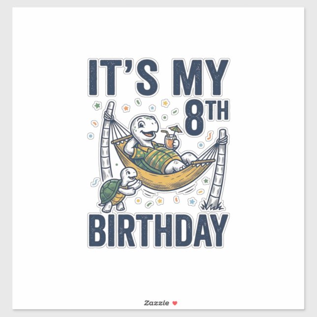 Sticker Dessin de hamac de tortue pour 8e anniversaire Gra (Feuille)