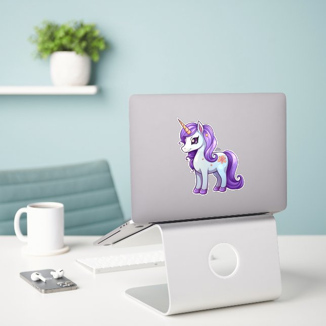 Sticker Dessin de la licorne (Ordinateur portable sur le bureau)