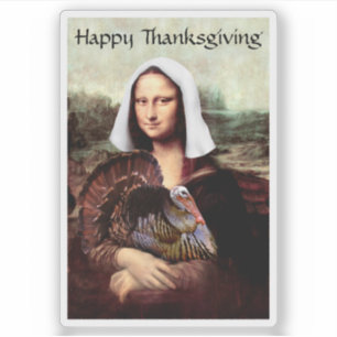 Sticker Dessin de Mona Lisa pour Thanksgiving avec dinde