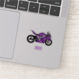 Sticker Dessin de moto de sport violet