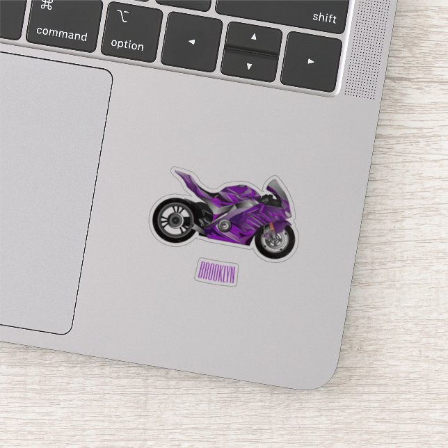 Sticker Dessin de moto de sport violet (Détail)