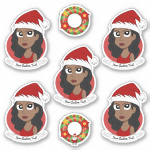 Sticker Dessin de Noël de la jeune Africaine Américaine