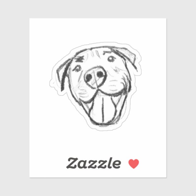 Sticker dessin de pitbull simple amoureux des chiens noir  (Feuille)