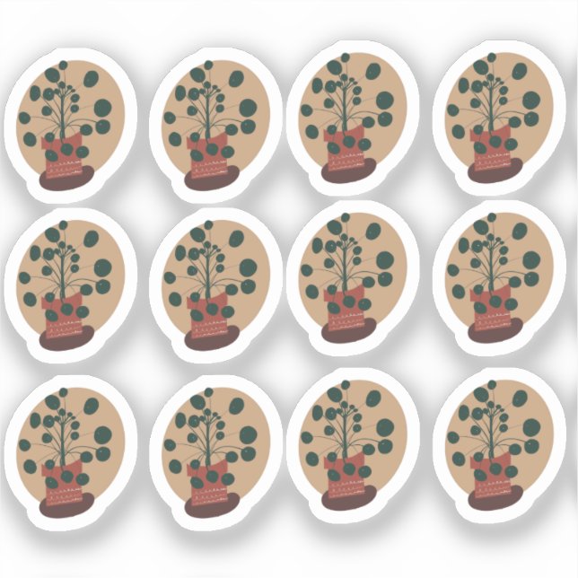 Sticker Dessin de plante Peperomia (Recto)