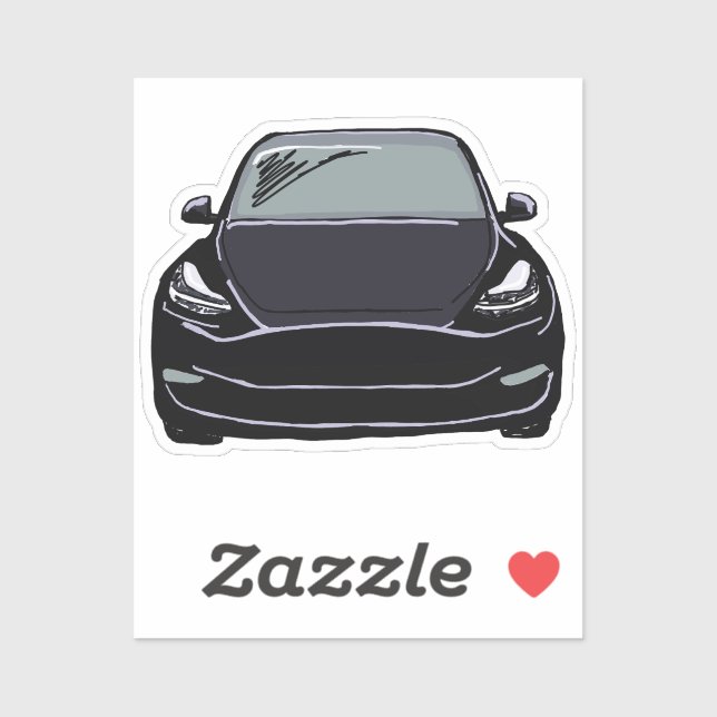 Sticker Dessin de voiture SUV de véhicule électrique noir (Feuille)