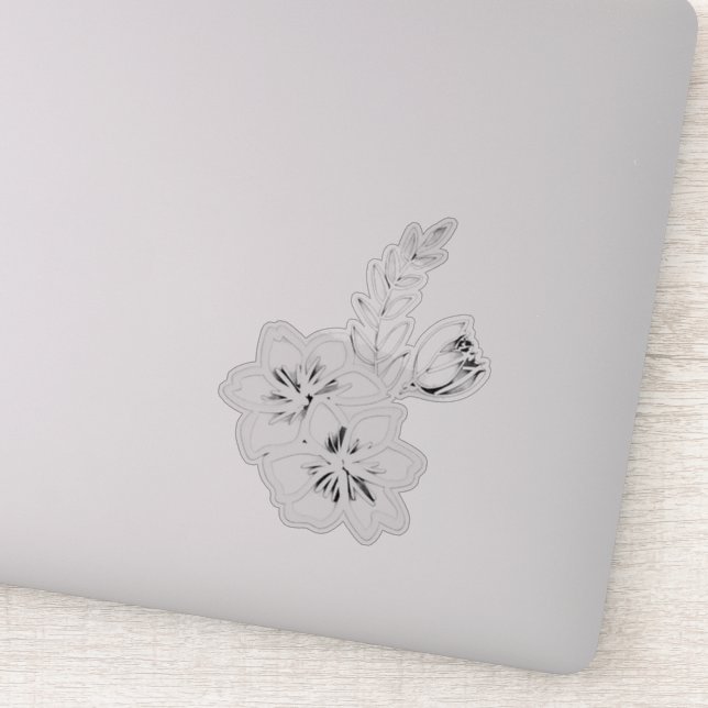 Sticker Dessin floral noir et blanc (Détail)