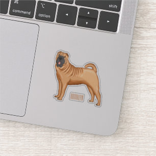 Sticker dessin humoristique chinois de chien Shar-Pei