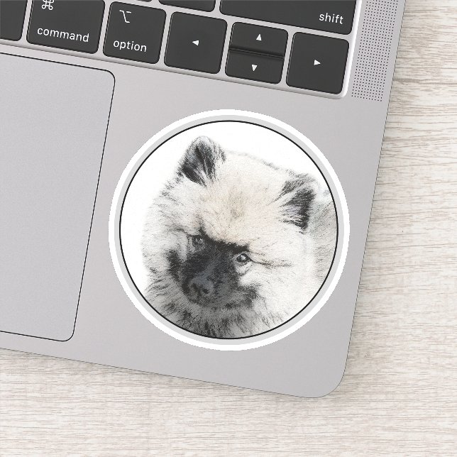 Sticker Dessin Keeshond Chiot - Joli dessin original Chien (Détail)