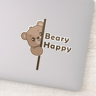 Sticker Dessin ours mignon qui regarde avec joie