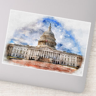 Sticker Dessin pastel du Capitole des États-Unis Washingto