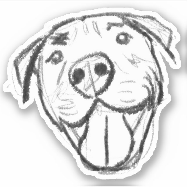 Sticker dessin pitbull simple amoureux des chiens noir bla (Devant)