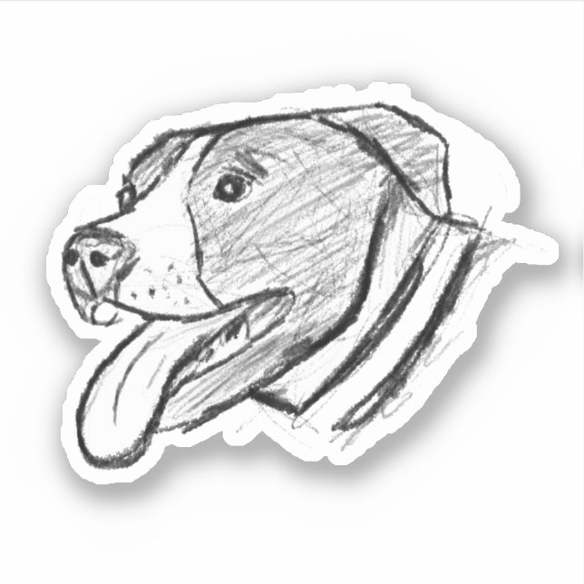 Sticker dessin pitbull simple amoureux des chiens noir bla (Devant)