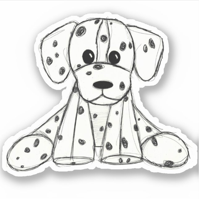 Sticker Dessin simple de contour de chien en peluche dalma (Devant)