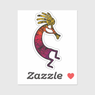 Sticker Dessin simple de Kokopelli en couleur rouge