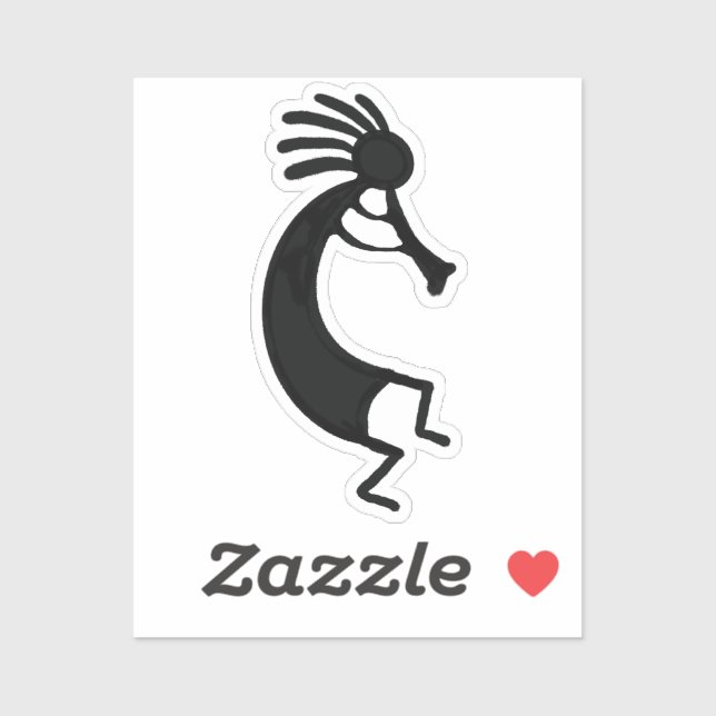 Sticker Dessin simple de Kokopelli en noir (Feuille)