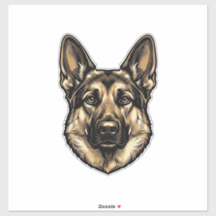 Sticker Dessin vectoriel de chien de berger à gravure vint