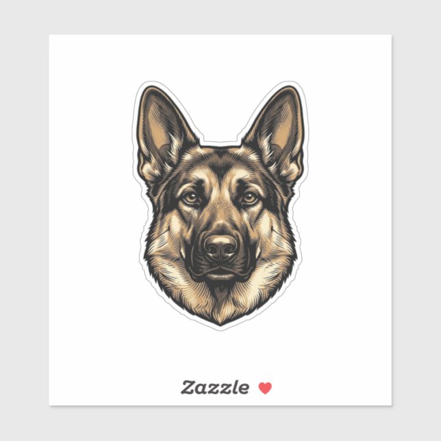 Sticker Dessin vectoriel de chien de berger à la gravure v (Feuille)