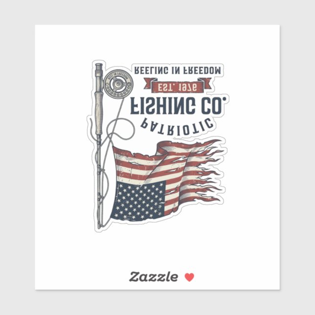 Sticker Dessin vectoriel de drapeau de pêche patriotique v (Feuille)