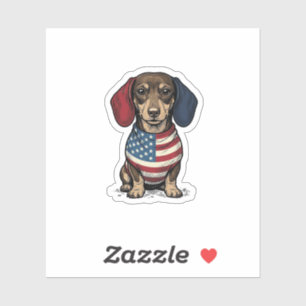 Sticker Dessin vectoriel de gravure vintage de teckel patr