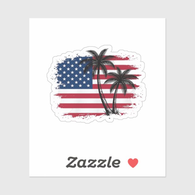 Sticker Dessin vectoriel de plage patriotique avec drapeau (Feuille)