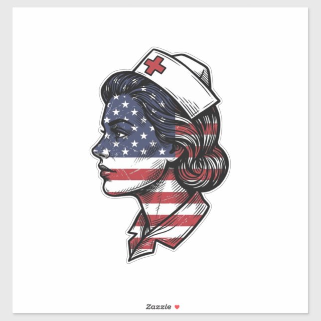Sticker Dessin vectoriel de profil d'infirmière avec drape (Feuille)